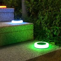 Set 4 Lampi Solare Led pentru Gradina, Flippy, Model Cerc, 10.5 x 2.4 cm, Buton On-Off, Multicolor, Negru/Alb