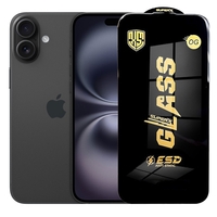 Folie de Sticla pentru Apple iPhone 16, Vafy, Sticla Securizata ESD Antistatica, Super-X OG, cu Margini Negre, Rezistenta la Zgirieturi, 0.35 mm, Transparenta
