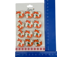 Set 12 Brose Martisor pentru Copii,, Jolie, Model Vulpe cu Trifoi, Portocaliu