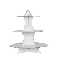 Etajera pentru Prajituri, Flippy, din Carton, 3 Nivele, 16/22/29 cm Diametru, Inaltime 38 cm, Alb