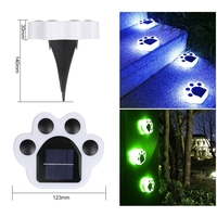 Set 4 Lampi Solare Led pentru Gradina, Flippy, Model Laba de Urs, 14 x 13 x 3 cm, Buton On-Off, Multicolor, Negru/Alb