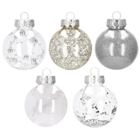 Set globuri de Craciun Inedit, 30 bucati, 6cm, transparente si argintiu