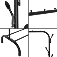 Suport pentru haine cu cadru metalic, cu sina de agatat si carlige cuier, 40x110x146cm, negru