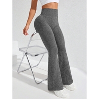 Pantaloni Sport de Dama, Flippy, pentru Yoga, Talie Inalta, Evazati, Tricotati, Gri Inchis, Marime L
