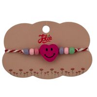 Martisor Bratara Multicolora pentru Copii, Jolie, din Lemn si Textil, Model Inima