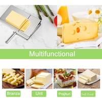 Feliator manual Flippy, pentru cascaval, salam, prajituri, unt, din otel inoxidabil, usor de curatat si utilizat, 5 lame de schimb incluse, picioare antiderapante, 21 x 12.2 x 2.8 cm, argintiu