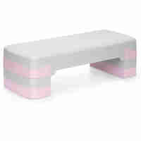 Stepper aerobic, ajustabil in 3 trepte, antiderapant, maxim 350 kg, 68x29x20 cm, gri si roz