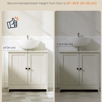 SONGMICS Masca baie pentru chiuveta, suport lavoar, raft reglabil, stil rustic modern, 60x30x61 cm, alb rustic