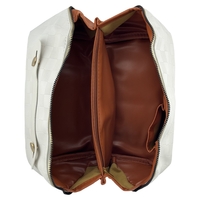 Geanta de Calatorie Flippy, Pentru Cosmetice, Portabila, Impermeabila, din Piele Ecologica, Compartimente Multiple, cu Fermoar, 22 x 13 x 12.5 cm, In Carouri, Alb