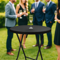 Masa catering profesionala pentru evenimente, inalta, cu picioare metal pliabile, rotunda, d 80 cm, h 110 cm, negru