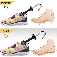 Set 2 Sanuri/Calapoade Reglabilile, Flippy, pentru Alungit si Largit Pantofi, Geanta si Incaltator Incluse, Universale, Unisex, din ABS Premium, Arc, Marime 40 - 47, Galben/Negru
