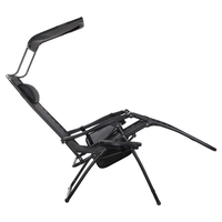 Sezlong pliabil SERSIMO GC3, Relax Zero Gravity cu parasolar, 175cm, negru