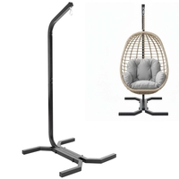 Suport leagan tip cuib sau hamac suspendat, cadru otel, maxim 180 kg, 92x92x205 cm, negru