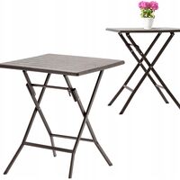 Masa de plastic pliabila, pentru gradina sau balcon, 62x62x73cm, maro imitatie lemn