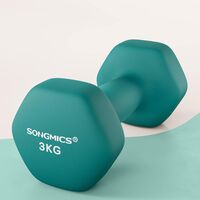 SONGMICS Set gantere fitness hex 2x3 kg, antiderapante, din fier invelit in vinil, verde