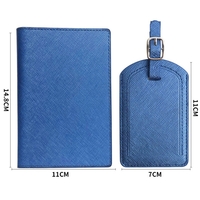 Portofel pentru Pasaport si Carduri, Vafy, 23x16 cm, 70g, din Piele PU, Suport Pix, Accesoriu Suport Eticheta, Unisex, Multifunctional, Albastru