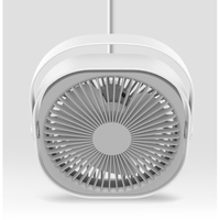 Mini ventilator pentru birou cu usb, Vafy, rotire 360 grade, 3 viteze, 4000 mA, 13.5 x 12,8, Gri