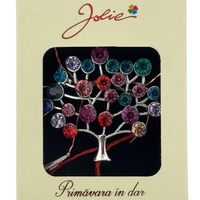 Martisor Brosa Medie, Jolie, Multicolora, Dimensiune Brosa 5 cm, Material Metal, Model Copacul Vietii