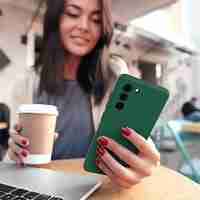 Husa Protectie, Vafy, compatibila cu Samsung S21 5G, Liquid Silicone, Verde