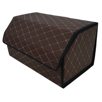 Cutie de Depozitare Auto, Flippy, Organizator Premium Portbagaj, Geanta Multifunctionala din Piele Ecologica, Rezistent la Uzura si Pliabil, 2 Compartimente Depozitare, Maro Havana, 55 x 30 x 30cm
