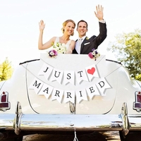 Banner Decorativ, Flippy, Model Just Married, Tematica Nunta, Alb-Negru