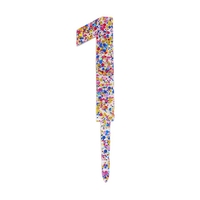 Decoratiune Topper pentru Tort, Flippy, din Acrilic cu Fulgi de Sclipici, Model Cifra 1, Inaltime 18.5 cm, Transparent Multicolor