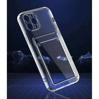 Husa protectie Vafy cu suport card compatibila cu Apple iPhone 11 Transparent