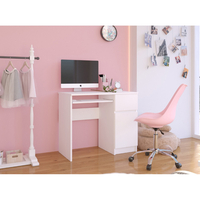 Birou computer PIKSEL, cu sertar, dulap si raft pentru tastatura, dreapta, 90x50x77 cm, alb