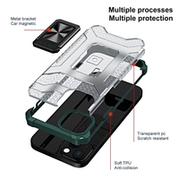 Husa de protectie Vafy compatibila cu Apple iPhone 13 Acrylic Armor cu suport Verde Inchis