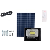 Proiector LED/Lampa solara de exterior Flippy, 22 cm x 27 cm, Rezistent la Apa IP67, cu Panou Solar, 220LED SMD, 100W, Senzor de lumina, Timer, cu Telecomanda, 2 moduri de iluminat, kit montaj inclus, Lumina Rece
