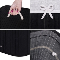 Cos de rufe cu capac, din bambus cu sac textil detasabil, 72 litri, 40x30x60 cm, negru
