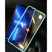 Folie Sticla Securizata Flippy, Luminous, compatibila cu Apple iPhone 14 Pro, Margine fosforescenta verde
