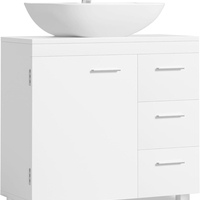 VASAGLE Dulap lavoar baie cu 3 sertare si 2 compartimente, MDF, 30x70x64 cm, alb