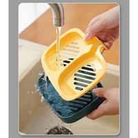 Savoniera Dubla, Flippy, Sistem de Scurgere a Apei, din ABS, 14.5 x 18 x 3 cm, Albastru/Galben