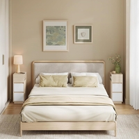 VASAGLE Set 2 noptiere inguste, cu 2 sertare si compartiment deschis, PAL si MDF, 30x25x65 cm, bej si alb