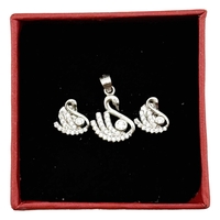 Set Pandativ cu Cercei pentru Dama, Jolie, Argint 925, Model Lebada cu Pietre, 2.7g, 1.5 cm x 1 cm, Argintiu