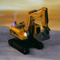 Set utilaje construction RC cu excavator si basculanta, lumini si abur, telecomanda, 3 accesorii incluse