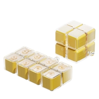 Cutie pentru Medicamente, Vafy, Model Rubik' Cube, cu Curea de Agatare, Dozator Portabil de Medicamente, Dispenser Pastile, estimat pentru 7 zile, 7.3 x 6 x 6 cm, Galben