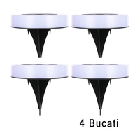 Set 4 Lampi Solare Led pentru Gradina, Flippy, Model Cerc, 10.5 x 2.4 cm, Buton On-Off, Alb Rece, Negru/Alb