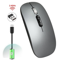 Mouse Wireless Reincarcabil, Vafy, Compatibil Windows/macOS, Bluetooth 5.1 + 2.4GHz, Silentios, DPI 800/1200/1600, Gri Inchis