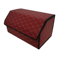 Cutie de Depozitare Auto, Flippy, Organizator Premium Portbagaj, Geanta Multifunctionala din Piele Ecologica, 2 Compartimente Depozitare, Rezistent la Uzura si Pliabil, Bordo, 55 x 30 x 30cm