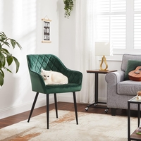 SONGMICS Scaun living tapitat din catifea cu cotiere, sarcina 110 kg, 63x60x85 cm, verde