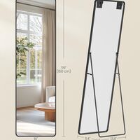 SONGMICS Oglinda de podea tip dressing, rama din aluminiu, sticla securizata, 150x40 cm, negru