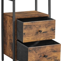 VASAGLE Noptiera cu 2 sertare pentru dormitor, design industrial, 28x38x60cm, maro si negru