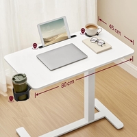 VASAGLE Masa tip birou, ajustabila cu roti pentru pat sau canapea, blat 80x45 cm, inaltime reglabila 65-102 cm, alb