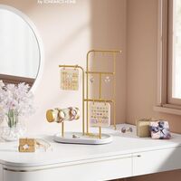 SONGMICS Stand suport pentru depozitare si expunere bijuterii, otel, 11x20x32 cm, auriu