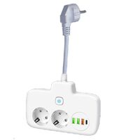 Adaptor Priza, Vafy, 6 in 1, 2 Prize Standard, 3 Porturi USB, 1 Port Tip C, Buton Oprire, 2500W, din PC, Alb
