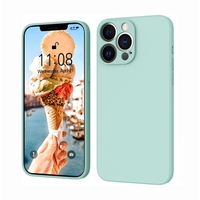 Husa pentru Apple iPhone 14 Pro Vafy, Liquid Silicone, cu Microfibra pe interior, Protectie Antisoc, Light Cyan