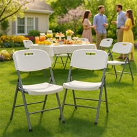 Scaun pliabil HDPE cu cadru metalic, pentru catering sau gradina, 46x53x86 cm, 150 kg, alb
