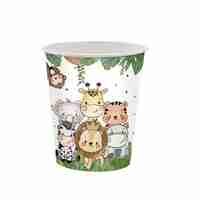Set 10 Pahare, Flippy, Imprimeu Jungle, din Carton, 7 x 8.5 cm, Verde